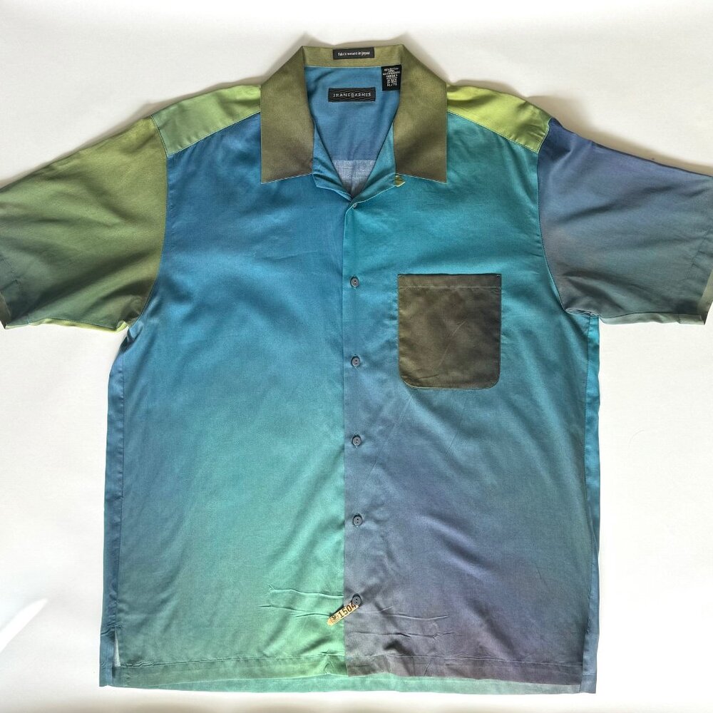 JHANE BARNES Vintage Resort Color Block Japanese Cotton ShrtvSlv Shirt (XL)